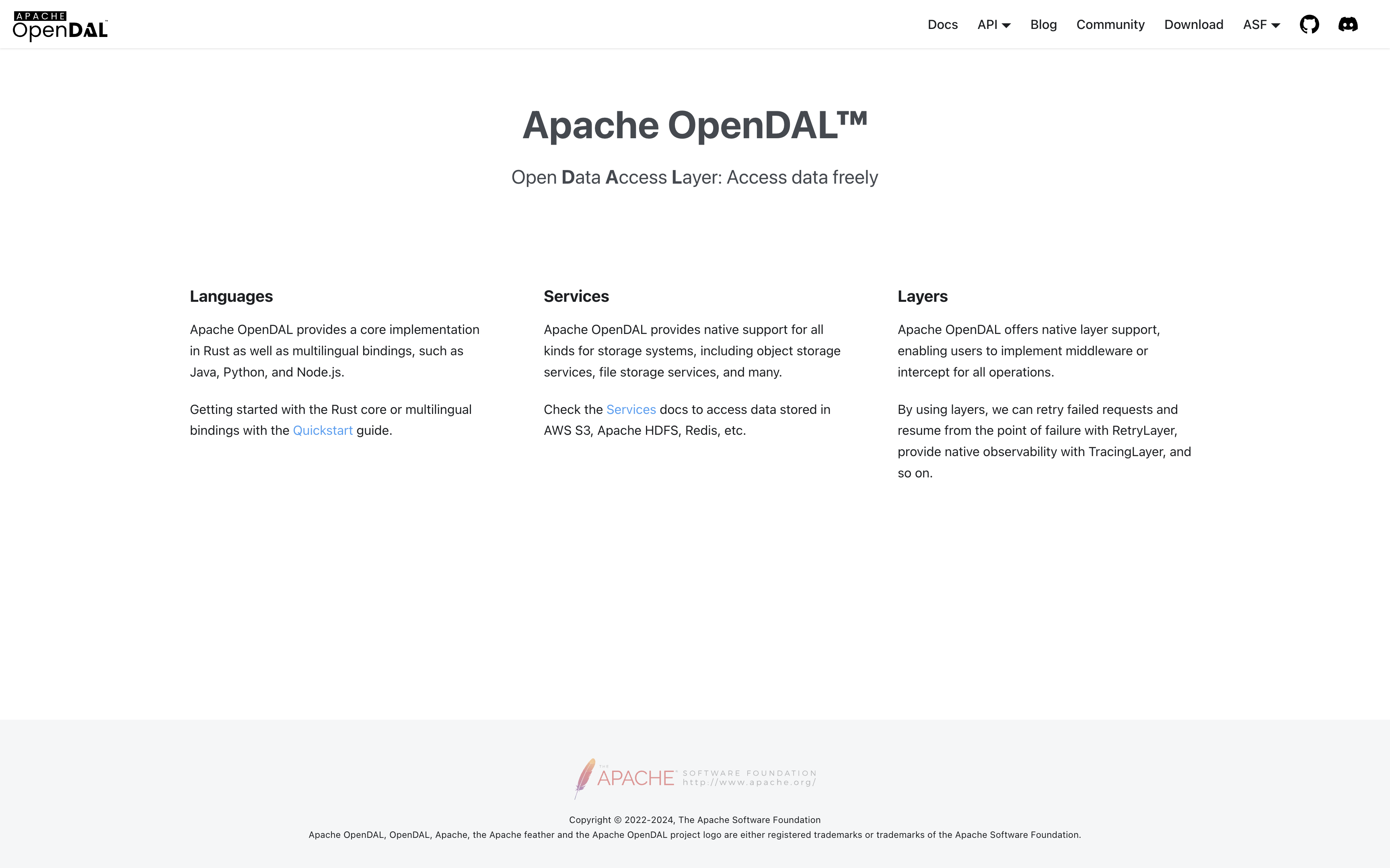 Apache OpenDAL Homepage