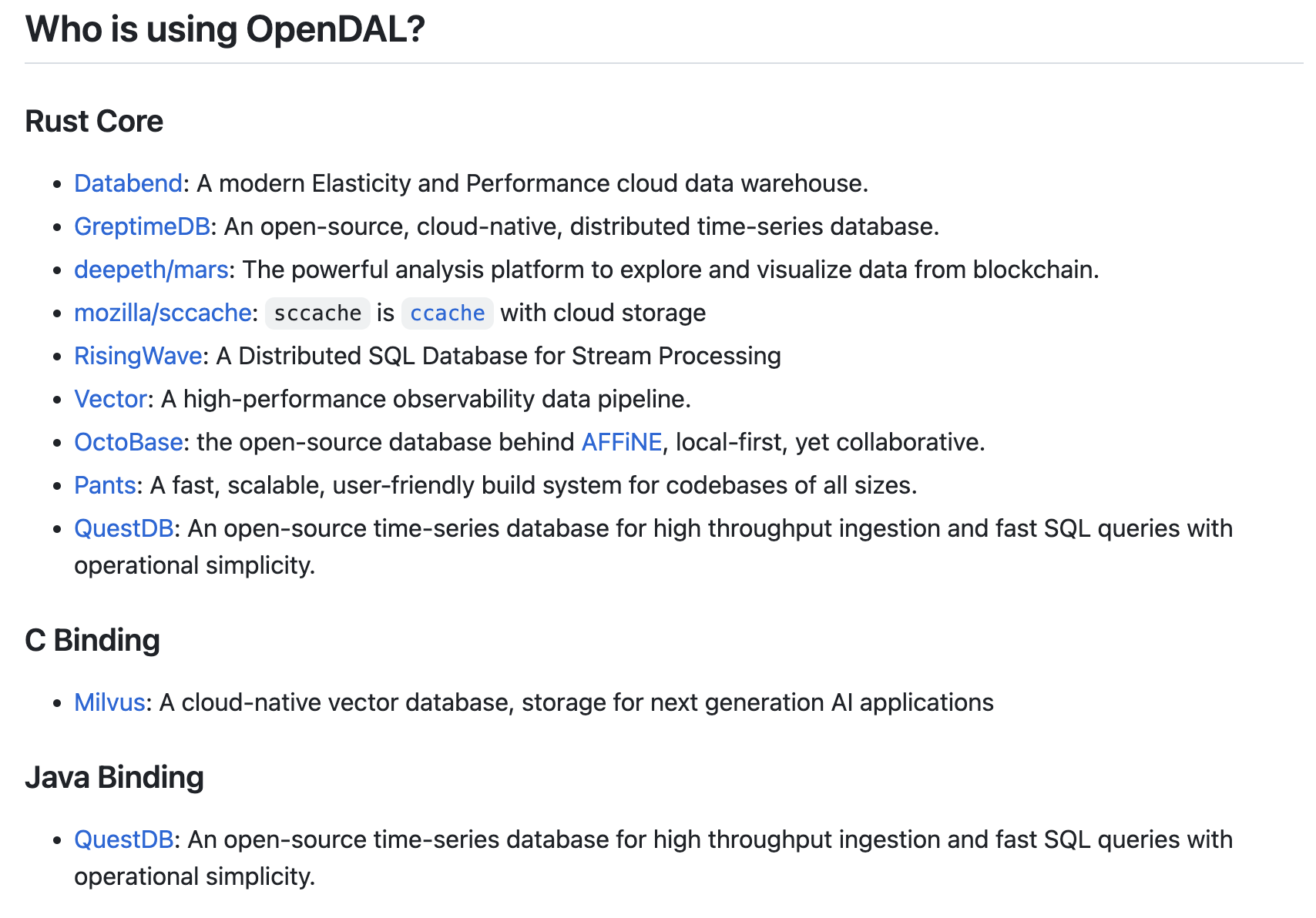 Apache OpenDAL Users