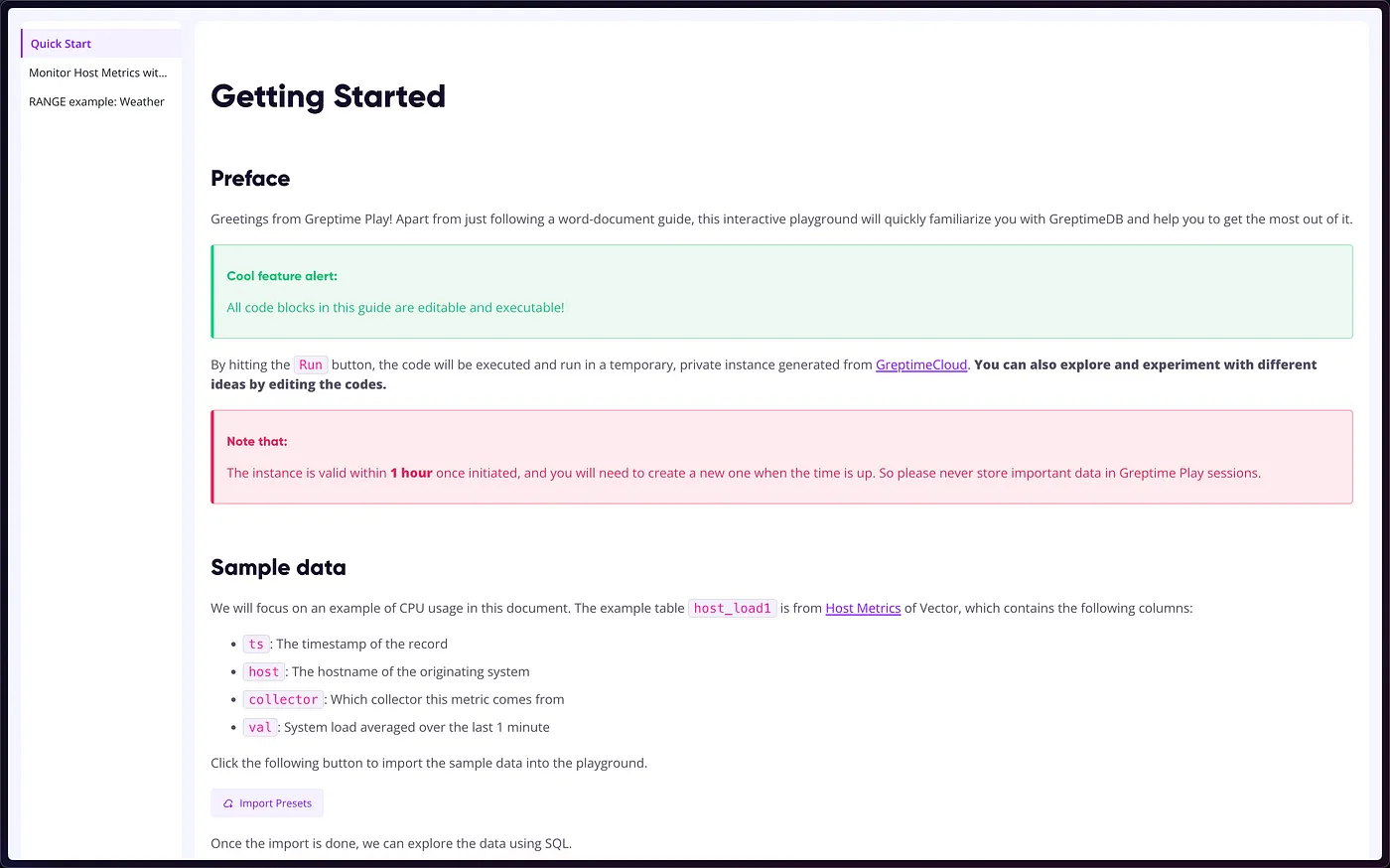 GreptimeCloud Playground